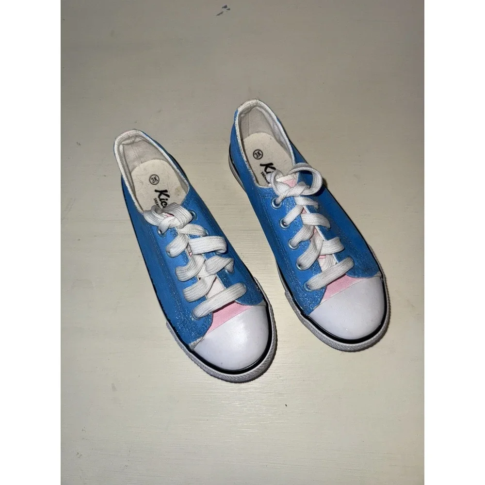 Kicasso Sneaker Art Bar Kids Painted Canvas Sz 3K New Pink Blue Sparkle